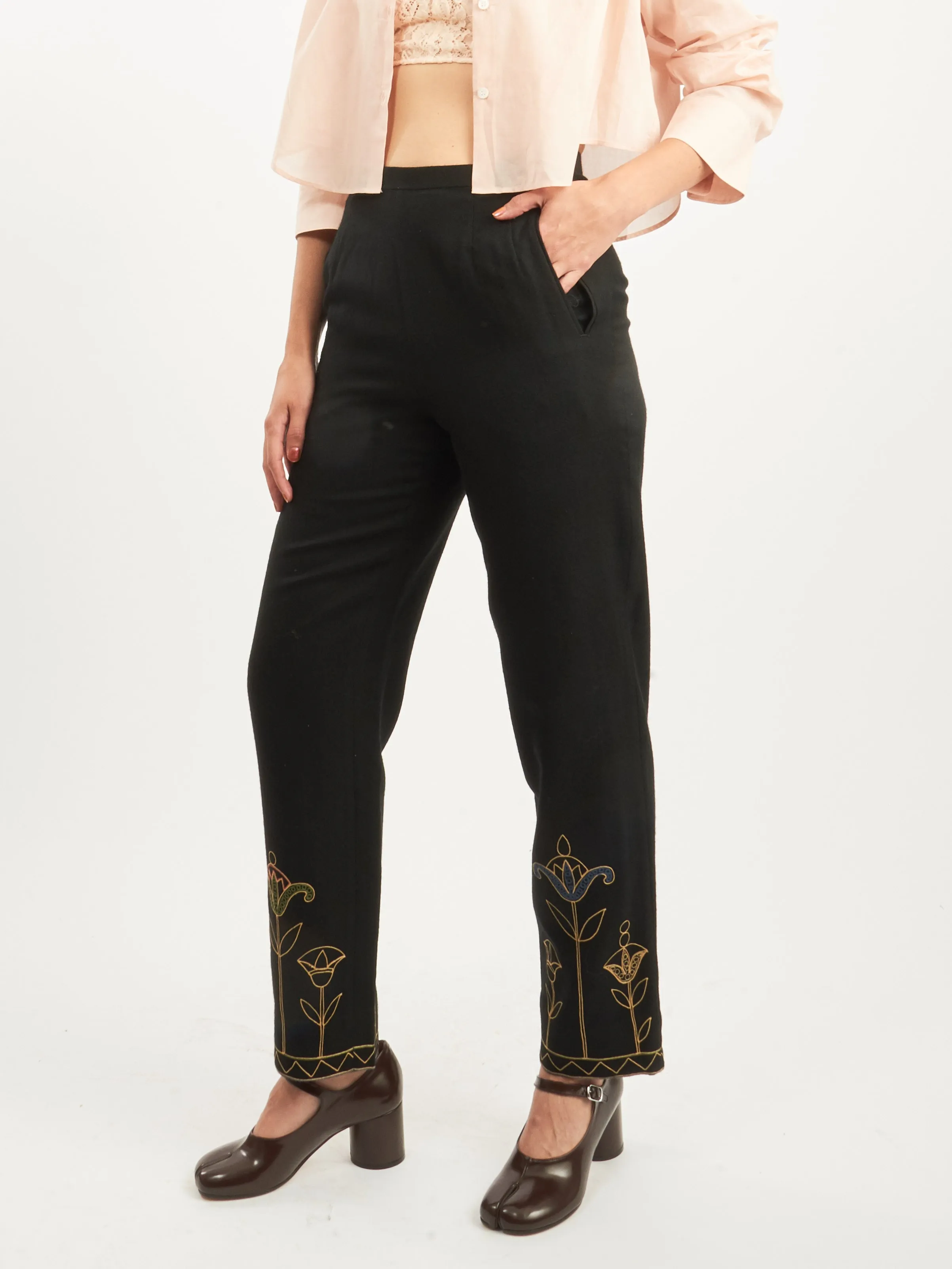 Navy Blooming Stem Trouser