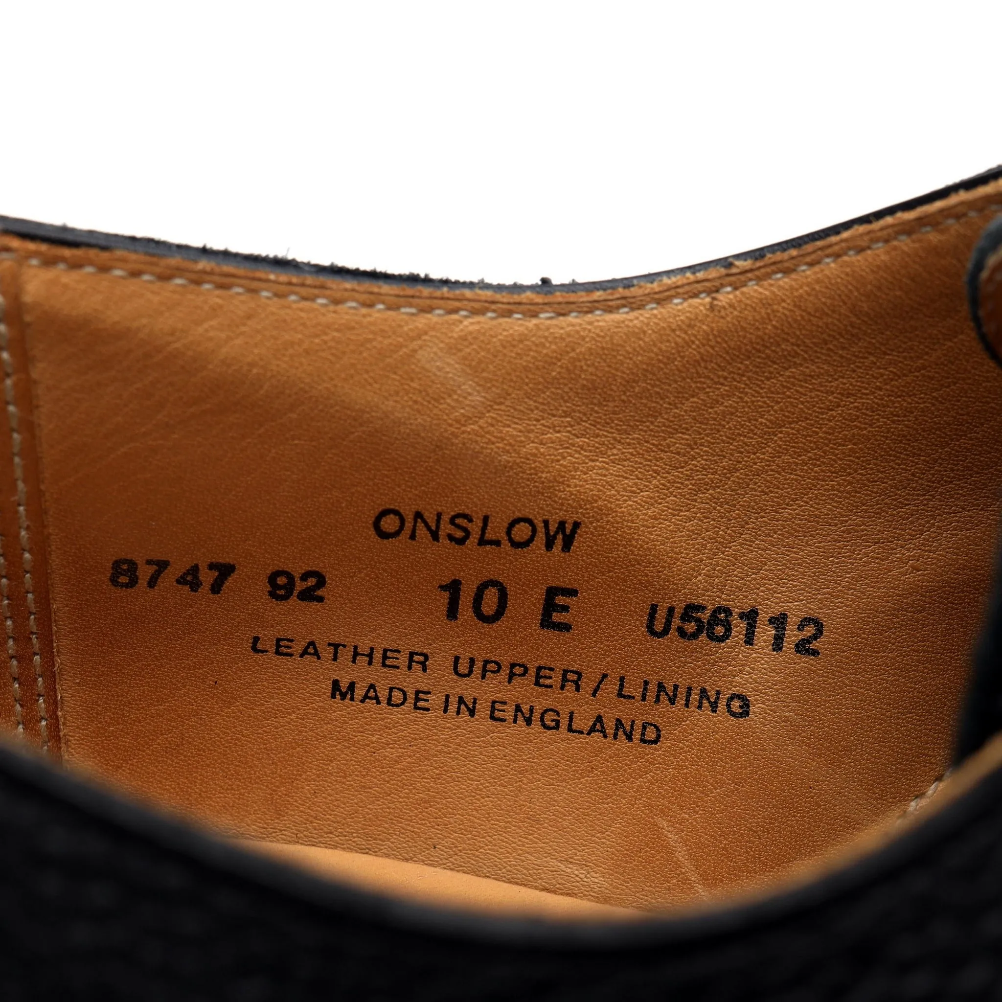 'Onslow' Black Grain Leather Apron Derby UK 10 E