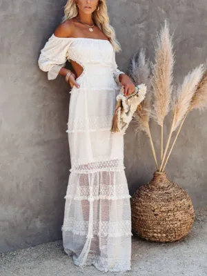 Open Waist Lace Patchwork Dress