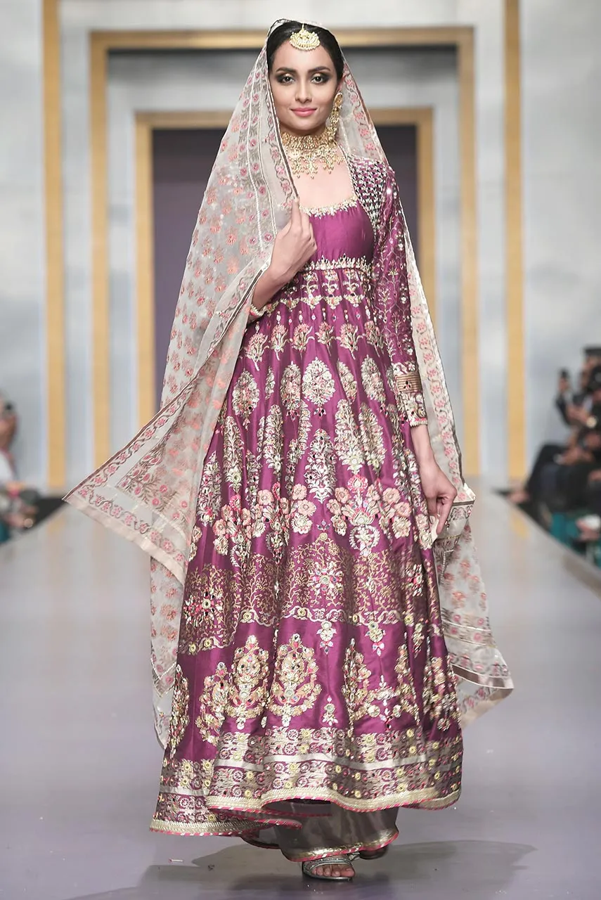 Pakistani Bridal Lehnga in Purple Color for Wedding #J4317