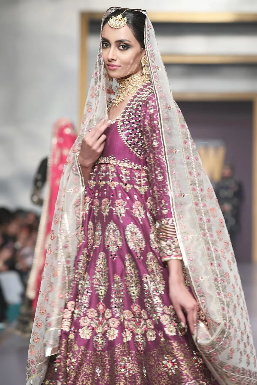 Pakistani Bridal Lehnga in Purple Color for Wedding #J4317