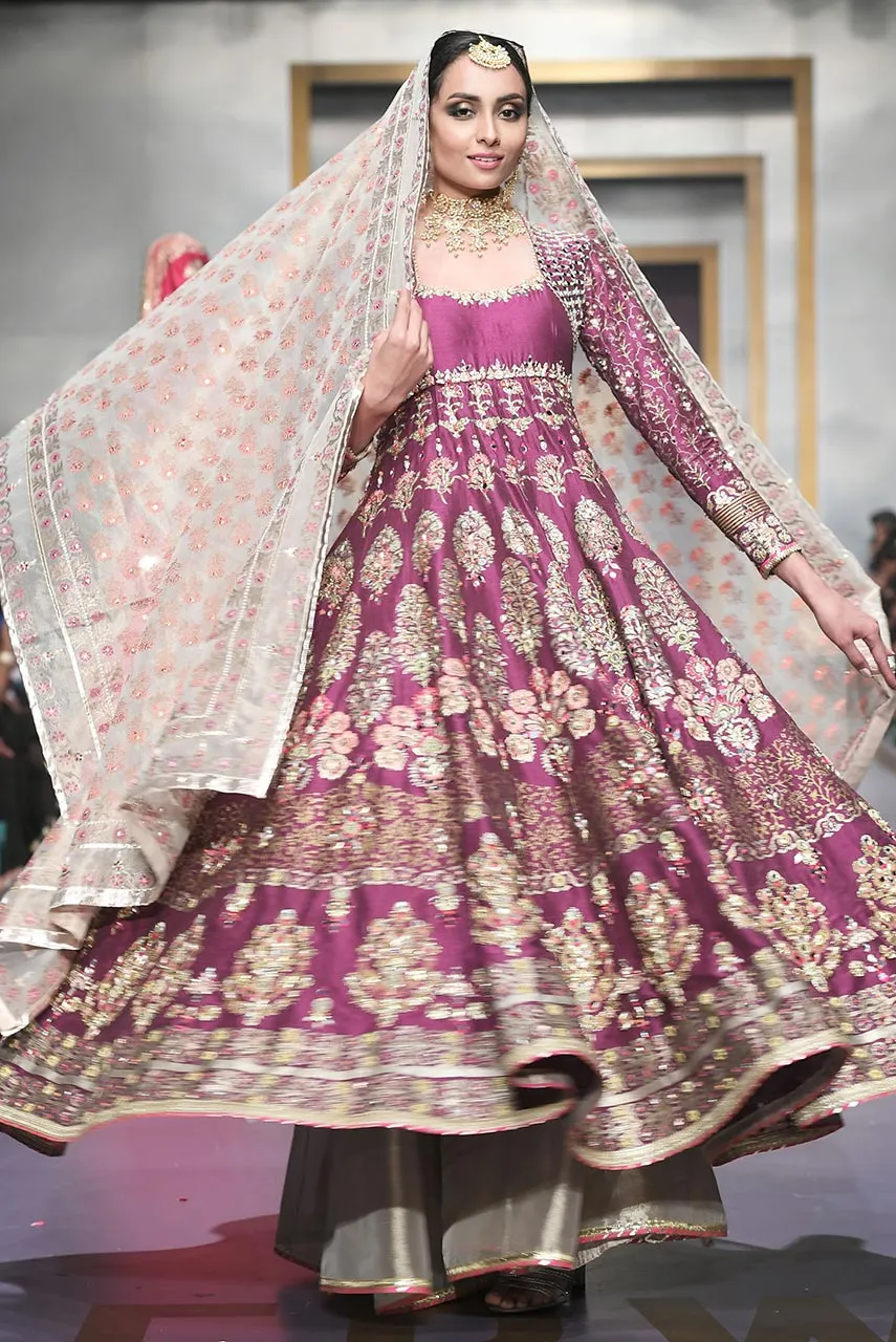 Pakistani Bridal Lehnga in Purple Color for Wedding #J4317