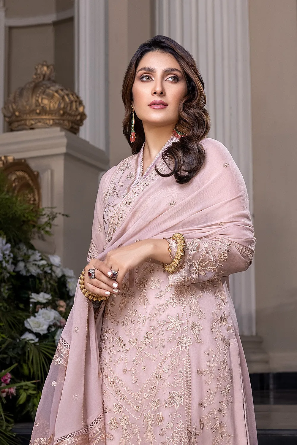 Pakistani Chiffon Dress in Pink Mauve Shade #PF414