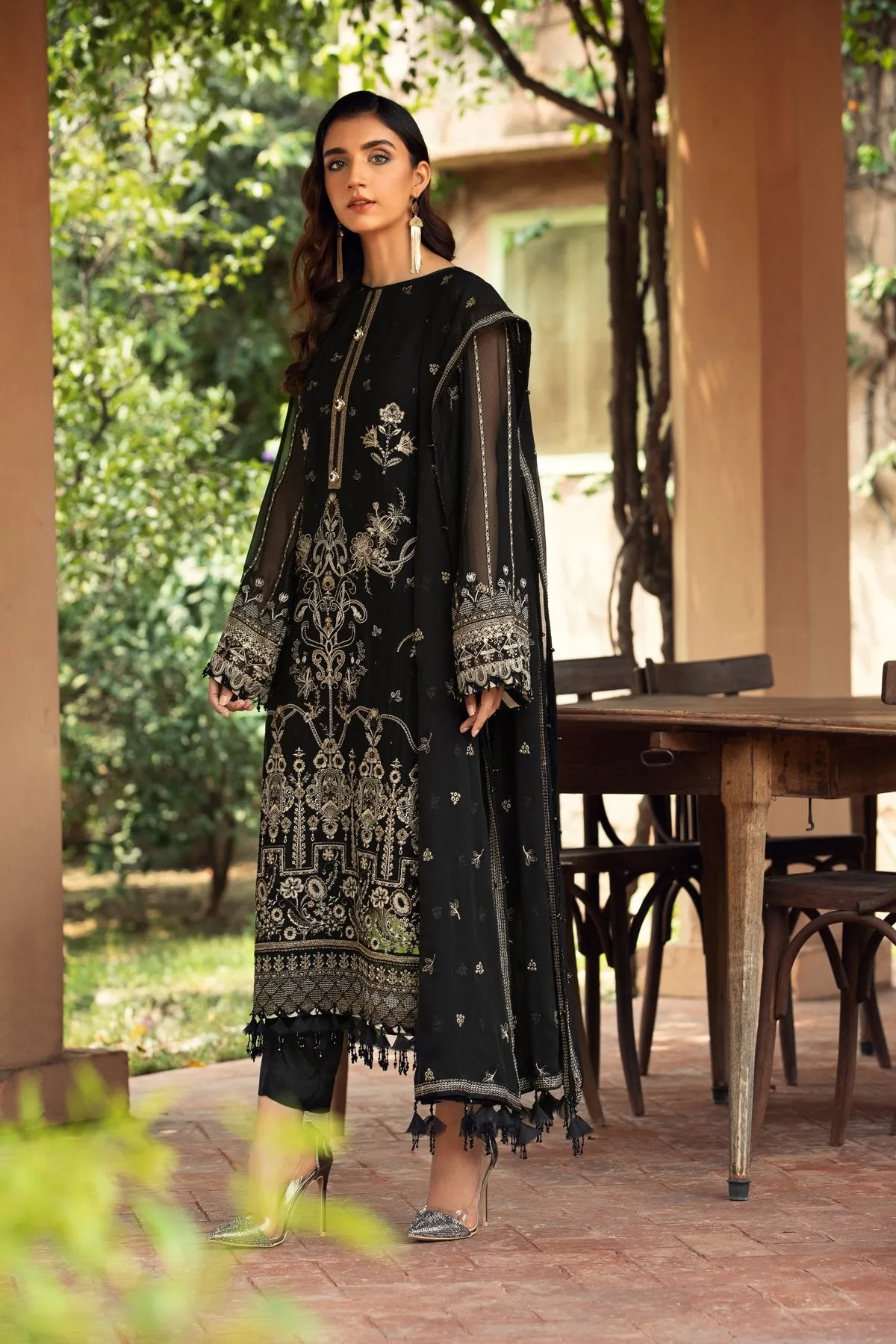 Pakistani Formal Dress In Black Color Designer #PF144