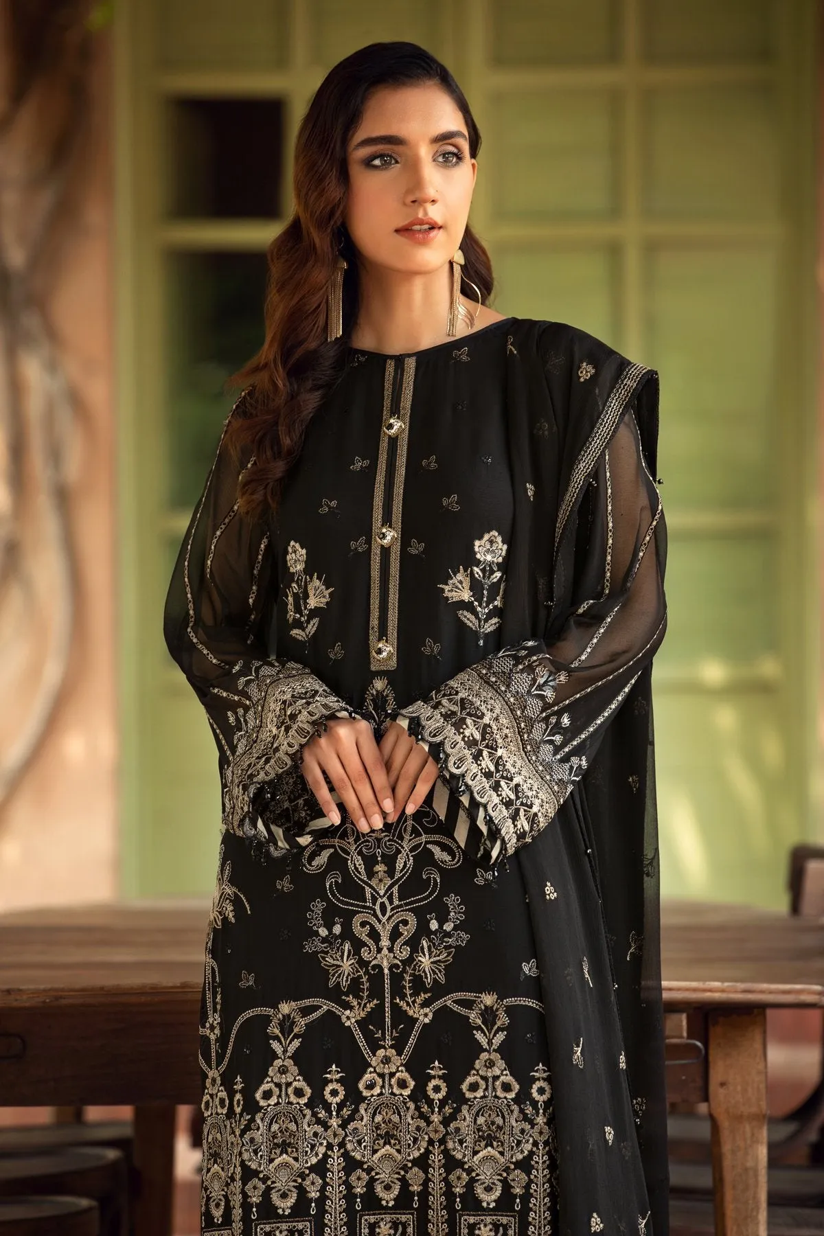 Pakistani Formal Dress In Black Color Designer #PF144