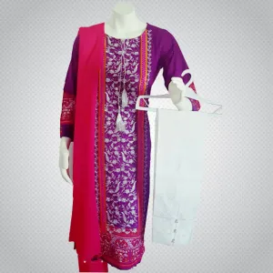 Pakistani Indian Women 3 Pieces Embroidered Cotton Lawn Dress