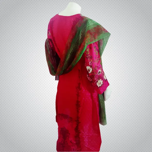 Pakistani Indian Women 3 Pieces Embroidered Cotton Lawn Dress