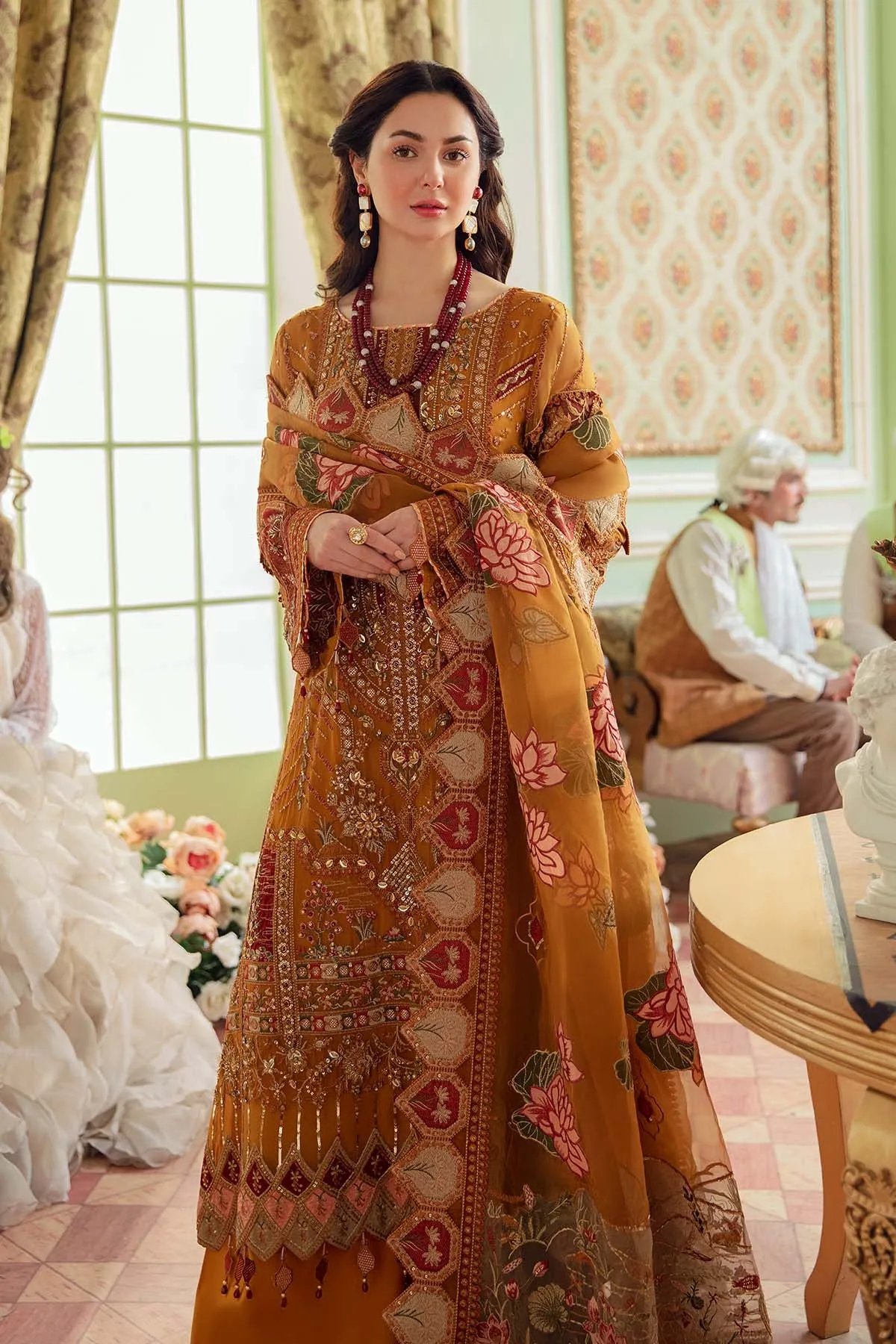 Pakistani Kameez with Palazzo in Orange Shade #PF430