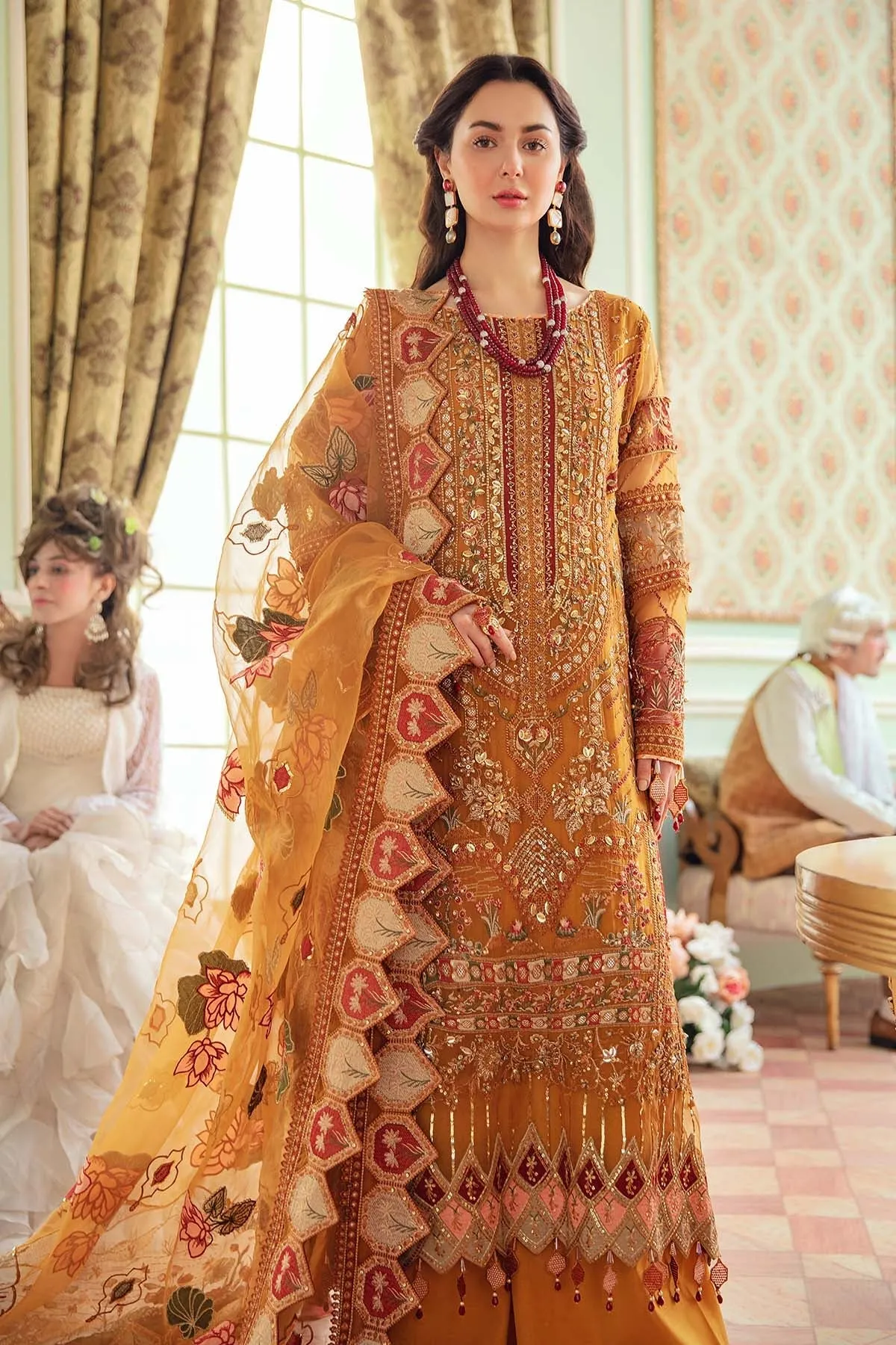 Pakistani Kameez with Palazzo in Orange Shade #PF430