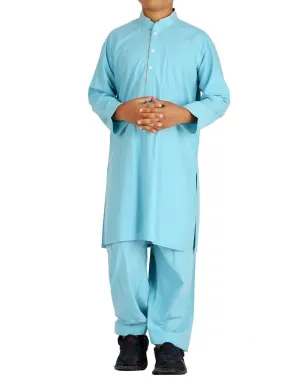 Pakistani machine embroidered outfit in light blue color # K2312