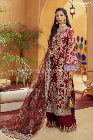 Pakistani Maroon Color Dress for Wedding Party #BP205