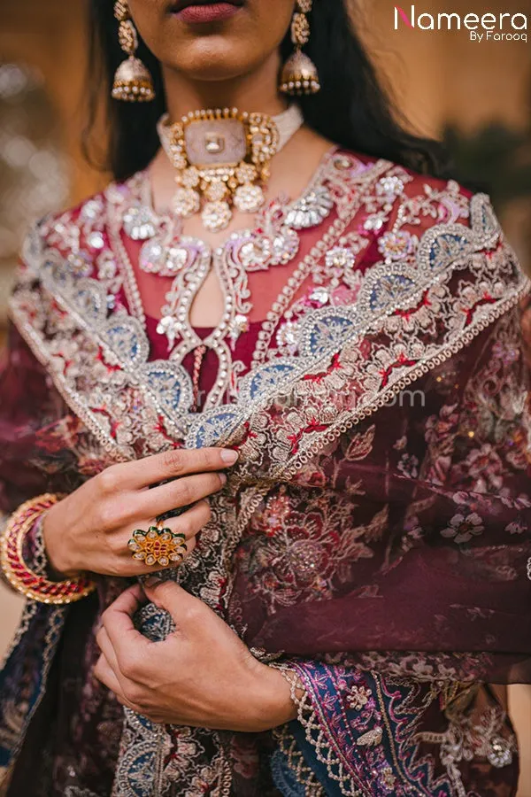 Pakistani Maroon Color Dress for Wedding Party #BP205