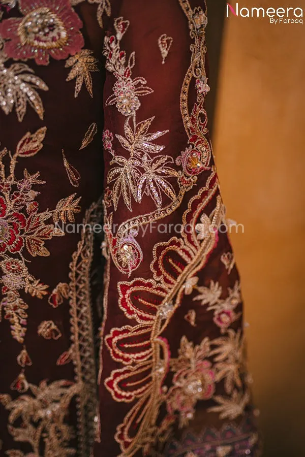 Pakistani Maroon Color Dress for Wedding Party #BP205