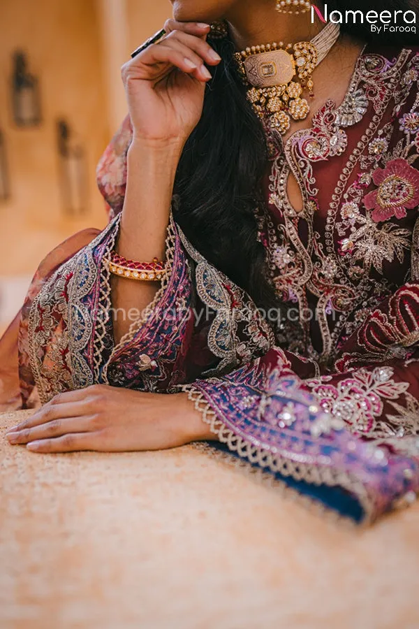 Pakistani Maroon Color Dress for Wedding Party #BP205