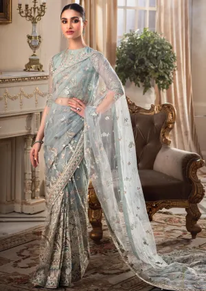 Pakistani Saree Dress in Greenish Grey Shade #PF460