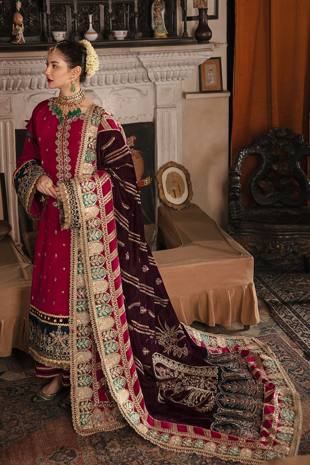 Party Wear Salwar Kameez with a Velvet Shawl #PF295