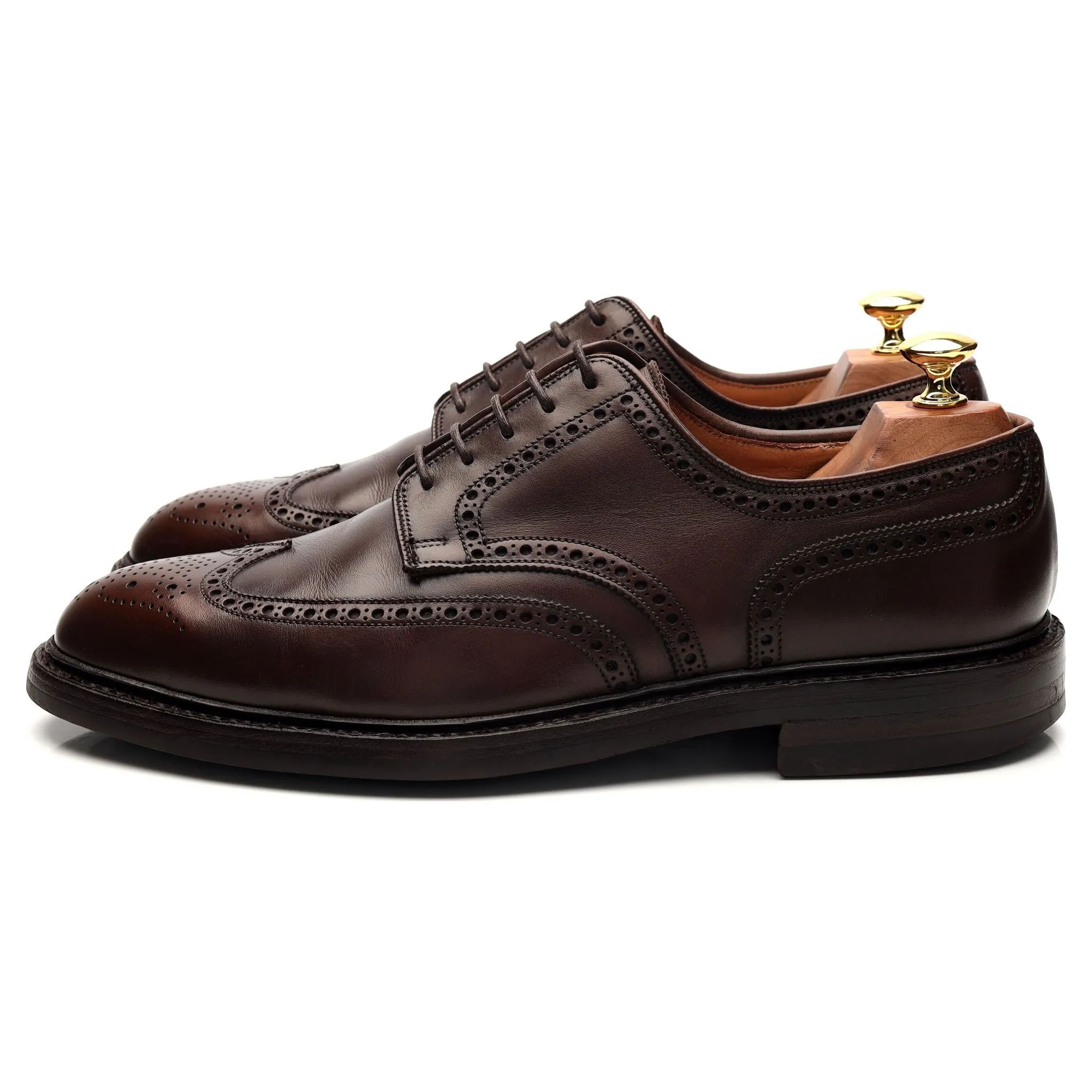 'Pembroke' Dark Brown Leather Derby Brogues UK 9.5 E