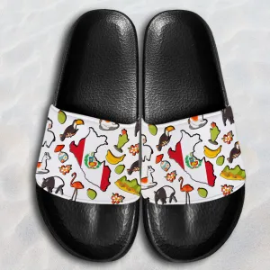 Peru Slide Sandals With Peruvian Flag Symbols