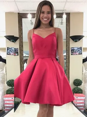 Pick Strap V-neck Stain Short Homecoming Dresses