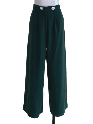 Pine Green Plain Formal Pants