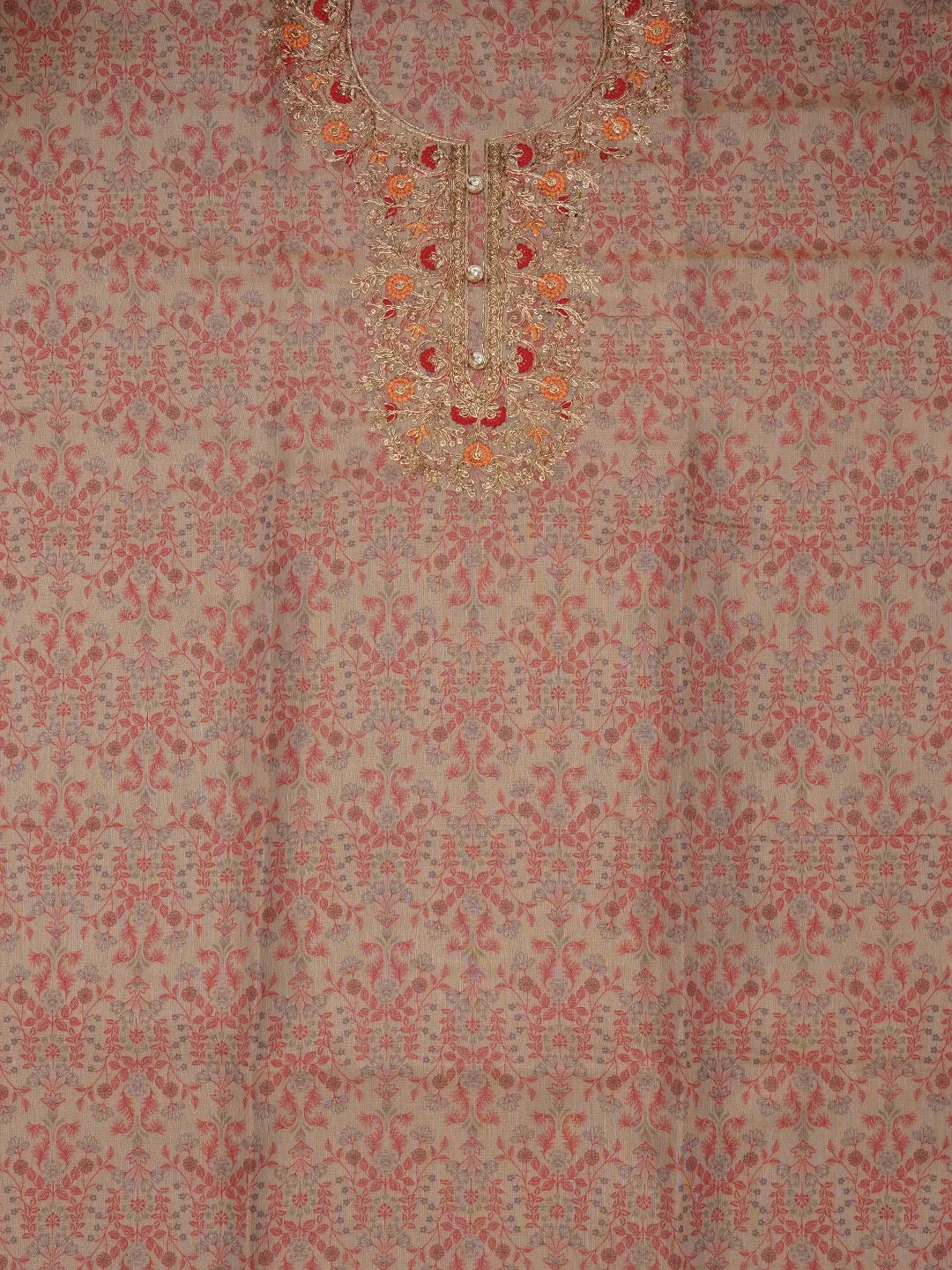 Pink Embellished Organza Dress Material with Dupatta