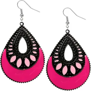 Pink Open Teardrop Earrings