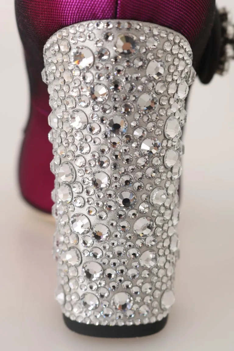 Pink Silk Crystal Mary Janes Pumps