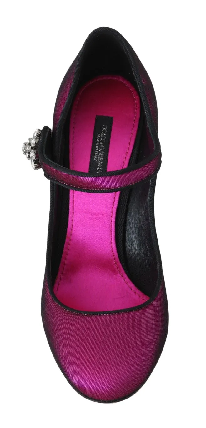 Pink Silk Crystal Mary Janes Pumps