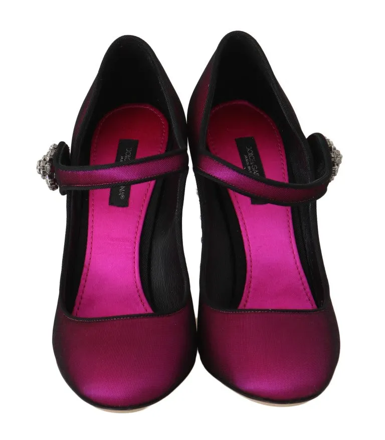 Pink Silk Crystal Mary Janes Pumps