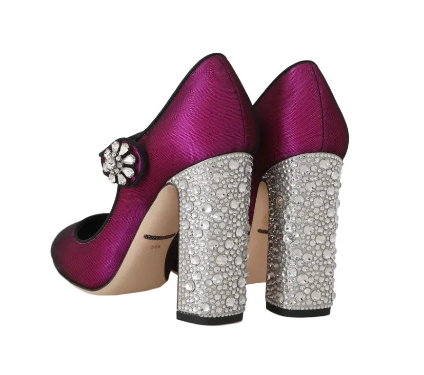 Pink Silk Crystal Mary Janes Pumps
