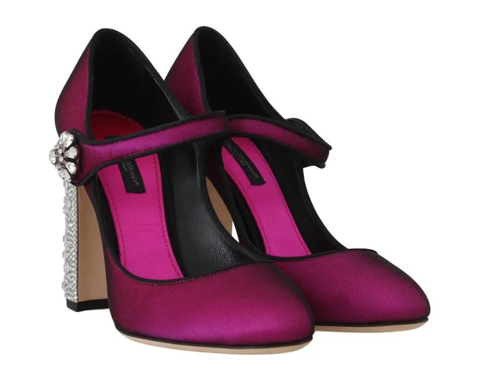 Pink Silk Crystal Mary Janes Pumps
