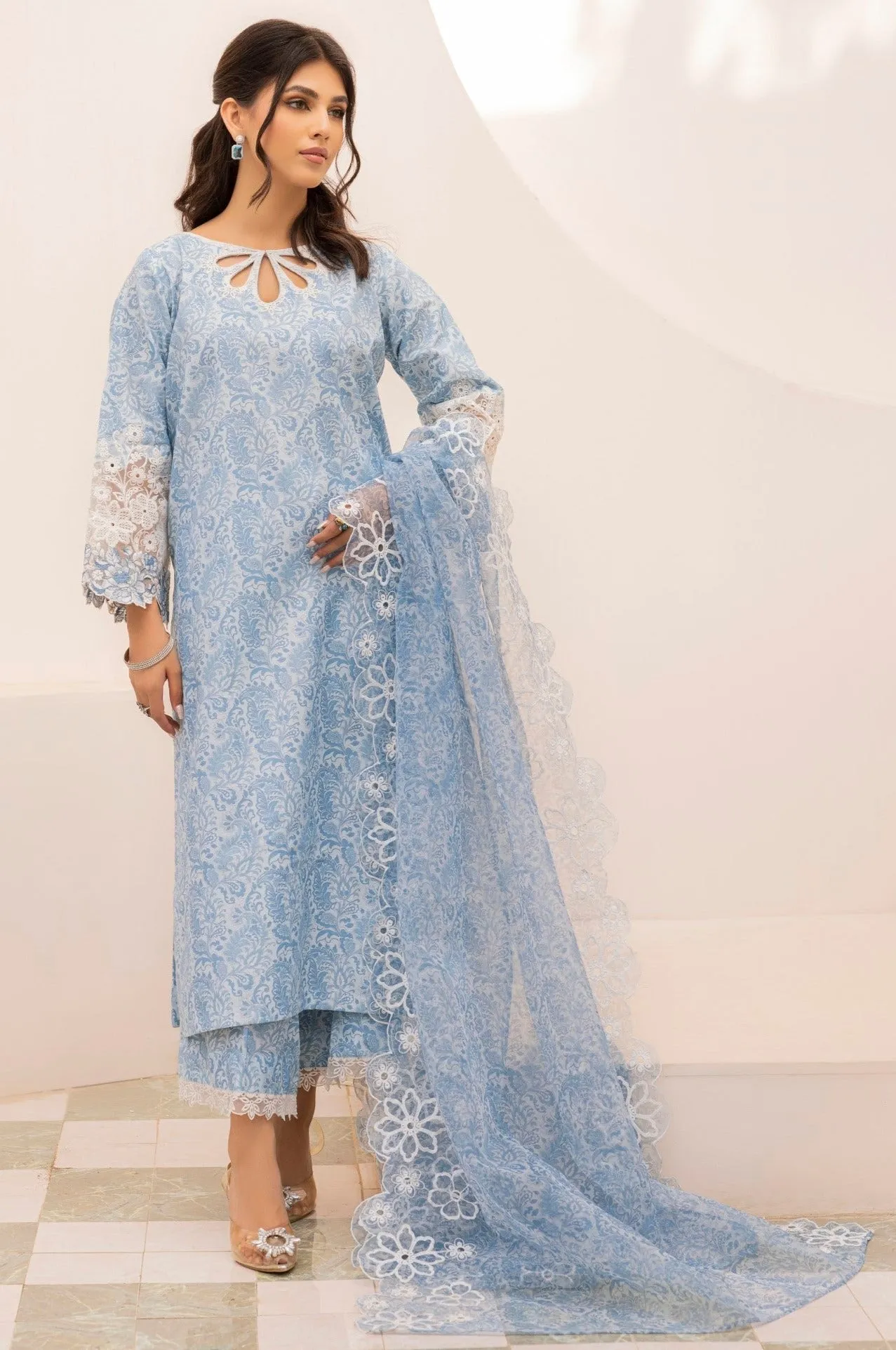 PLS-30  3PC SILK LAWN   STITCHED