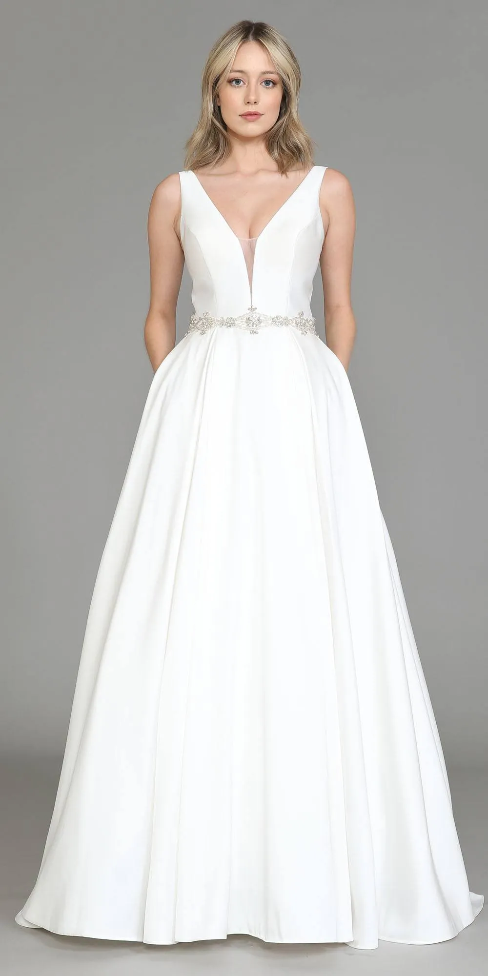 Poly USA 8498 Long A-Line Wedding Gown with Corset Back