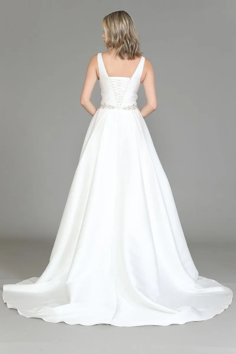 Poly USA 8498 Long A-Line Wedding Gown with Corset Back
