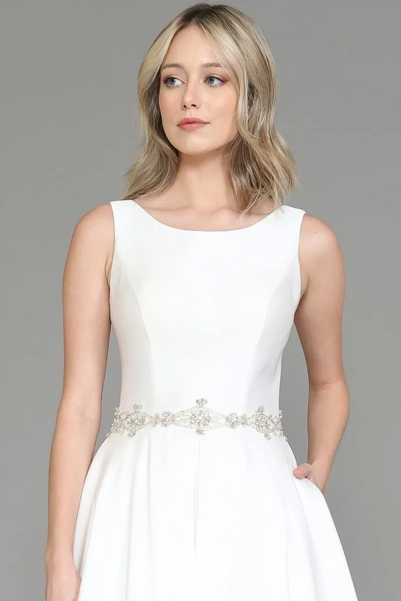 Poly USA 8518 Long A-Line Wedding Gown Chapel Train