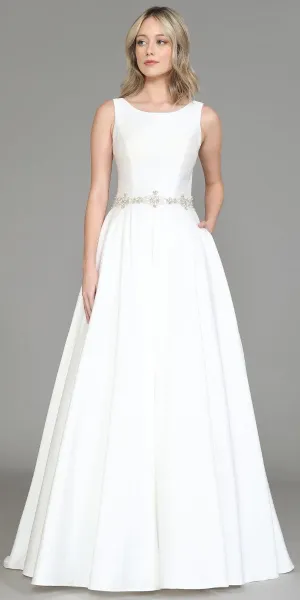 Poly USA 8518 Long A-Line Wedding Gown Chapel Train