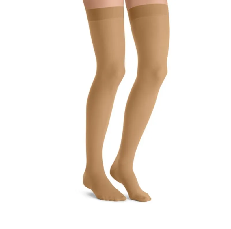 PR/1 JOBST ULTRASHEER WOMEN, THIGH HIGH W/SIL DOT BAND, 15-20MMHG, MD, SUNTAN, CLOSED TOE