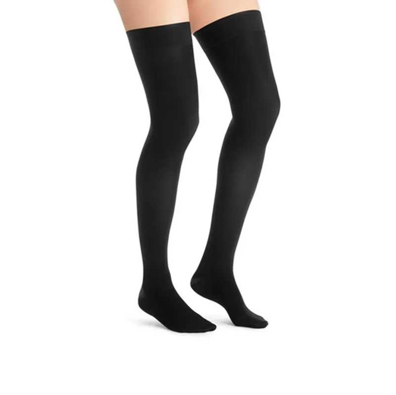 PR/1 JOBST ULTRASHEER WOMEN, THIGH HIGH W/SIL DOT BAND, 30-40MMHG, MD, CLASSIC BLACK, CLOSED TOE