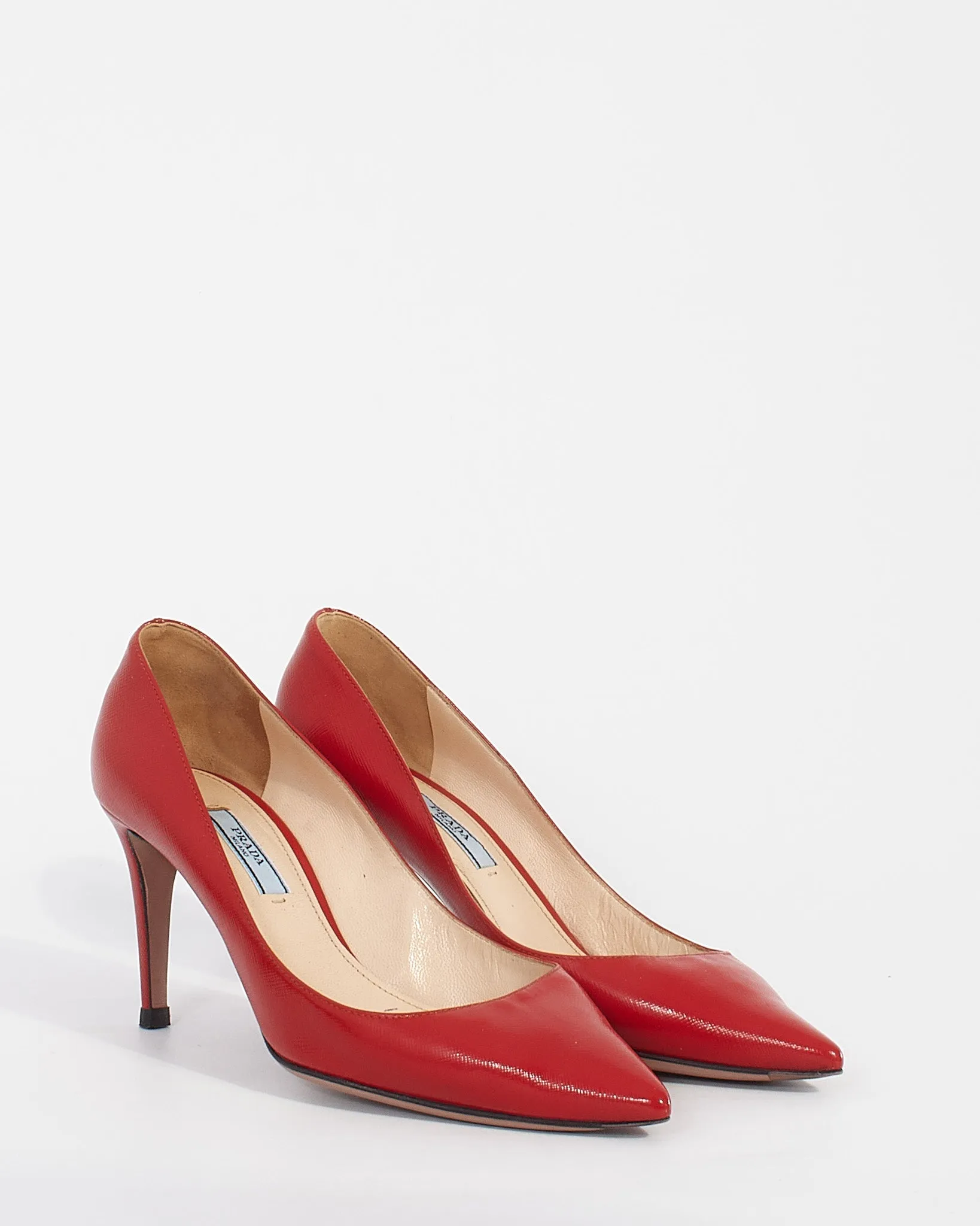 Prada Red Saffiano Leather Pumps - 38