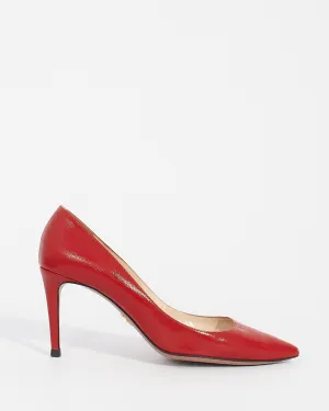Prada Red Saffiano Leather Pumps - 38