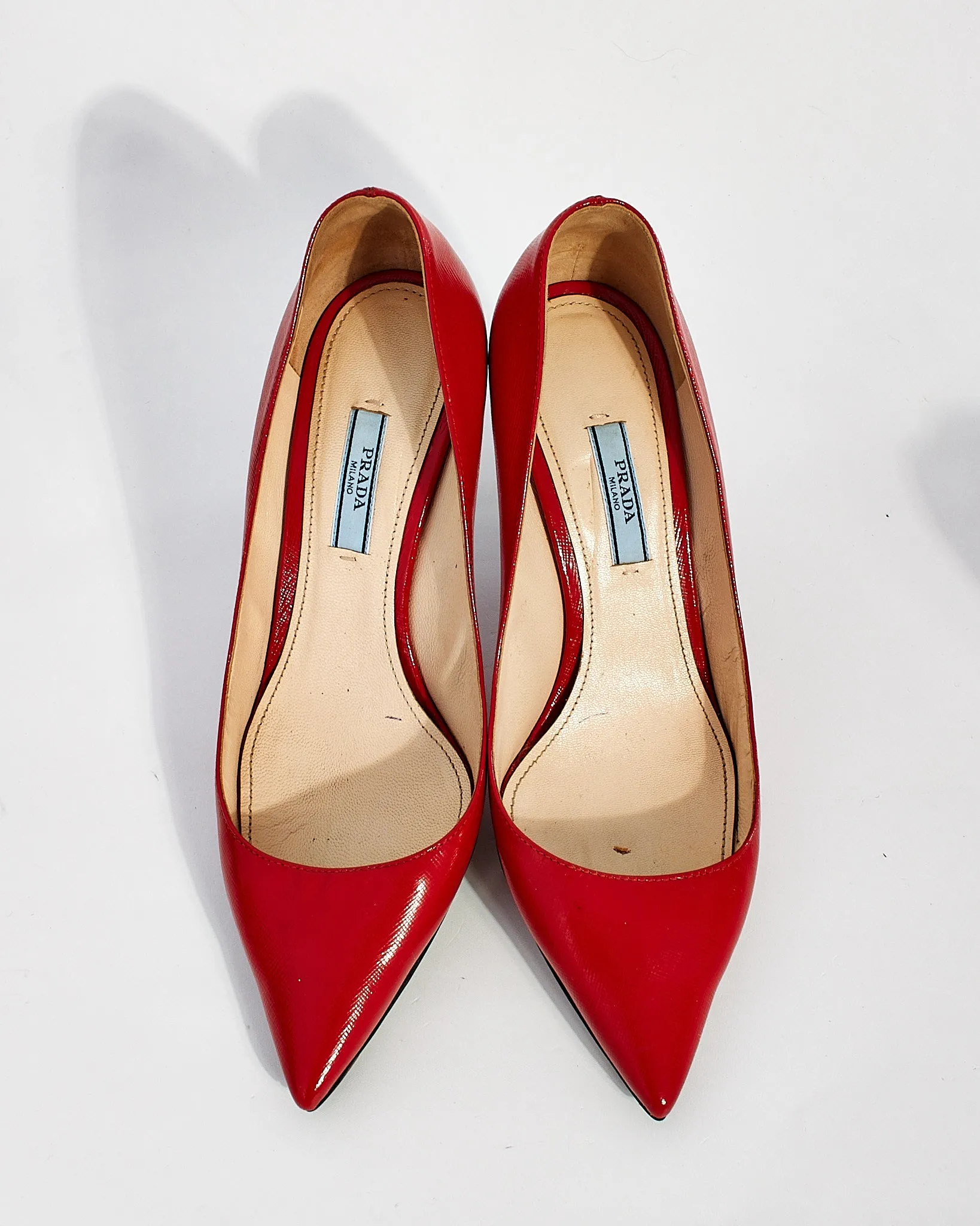 Prada Red Saffiano Leather Pumps - 38