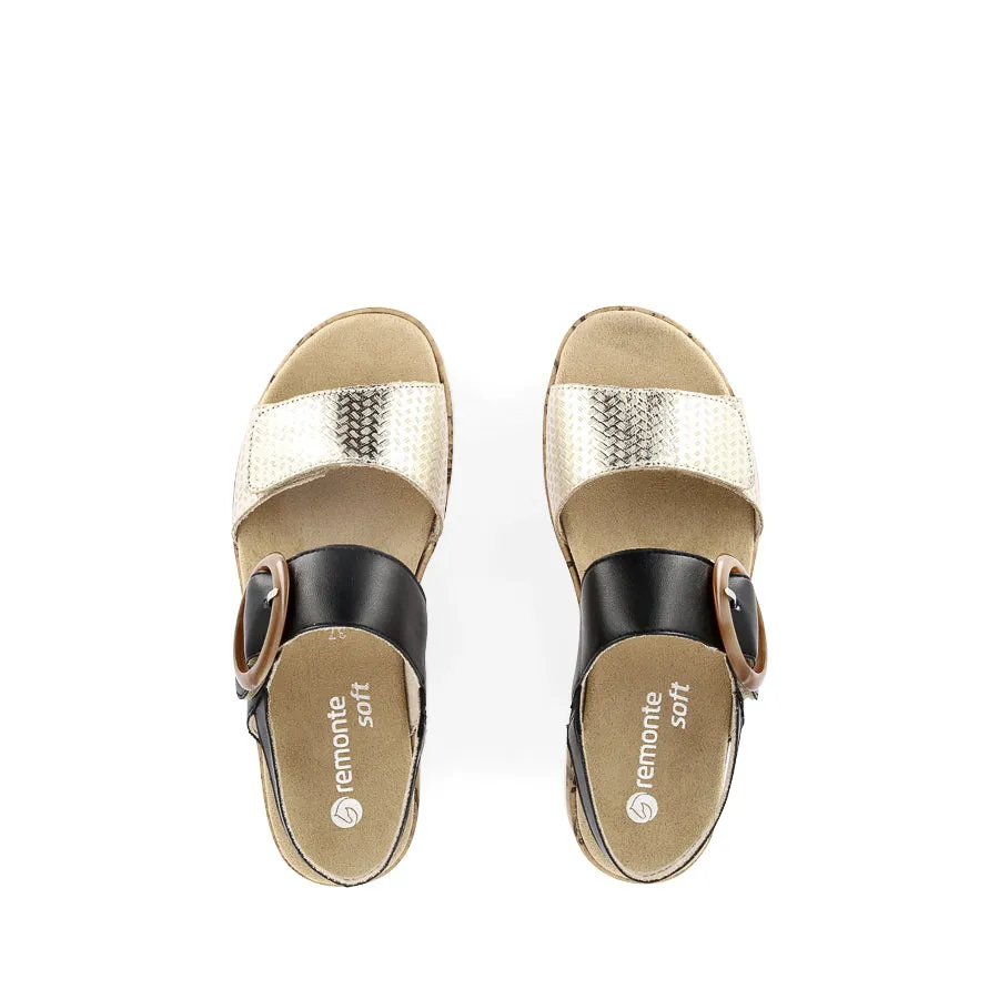 RACH R6853 - BEIGE-GOLD/BLACK LEATHER MULTI