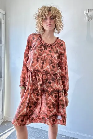 Raquel Allegra Orange Silk Tiedye Dress