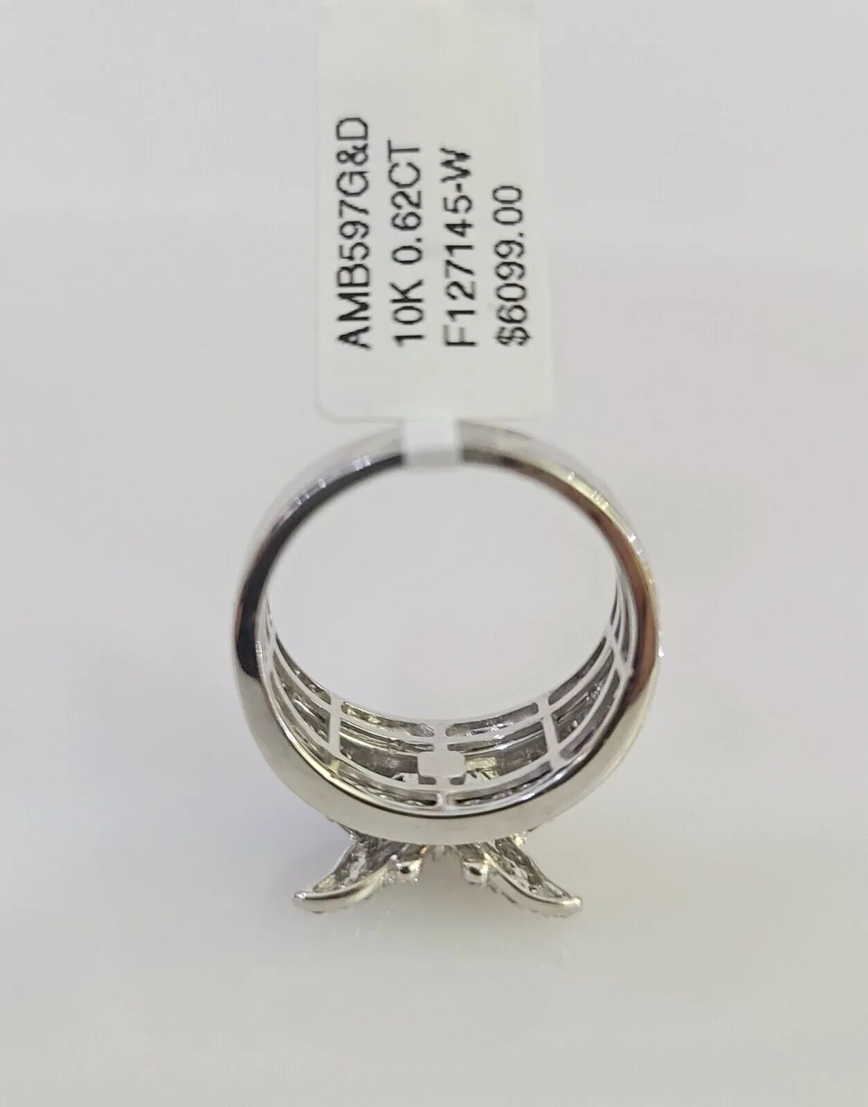 Real 10k Butterfly Diamond Ladies Ring Women Casual 10Kt White Gold