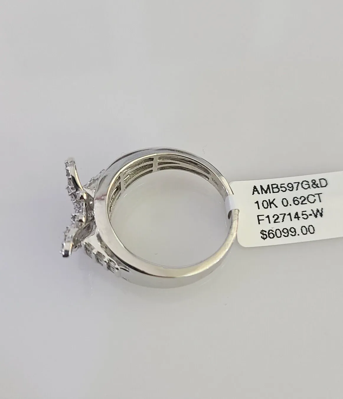 Real 10k Butterfly Diamond Ladies Ring Women Casual 10Kt White Gold