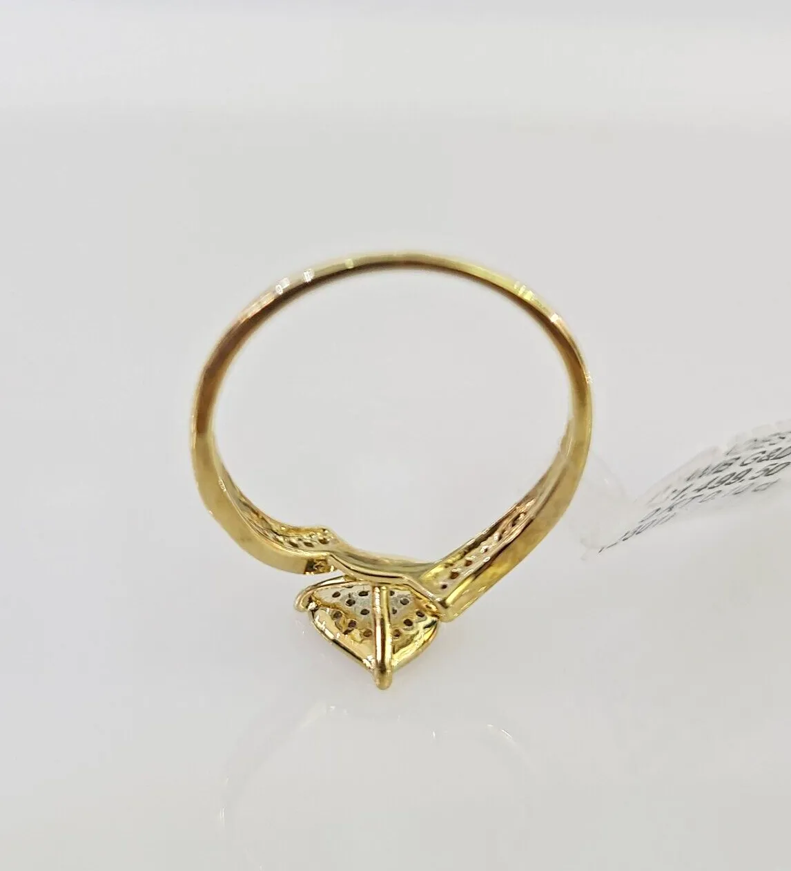 Real 10k Hearts Diamond Ladies Ring Women Casual 10Kt Yellow Gold