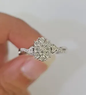 REAL 10k White Gold Diamond Ring Casual Engagement Ring Genuine