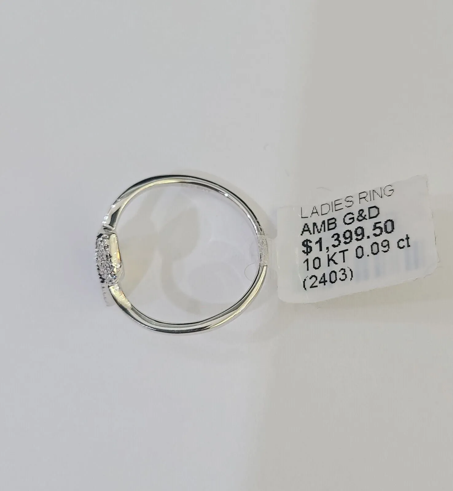 REAL 10k White Gold Diamond Ring Leaf Shaped Casual Engagement Ring Genuine