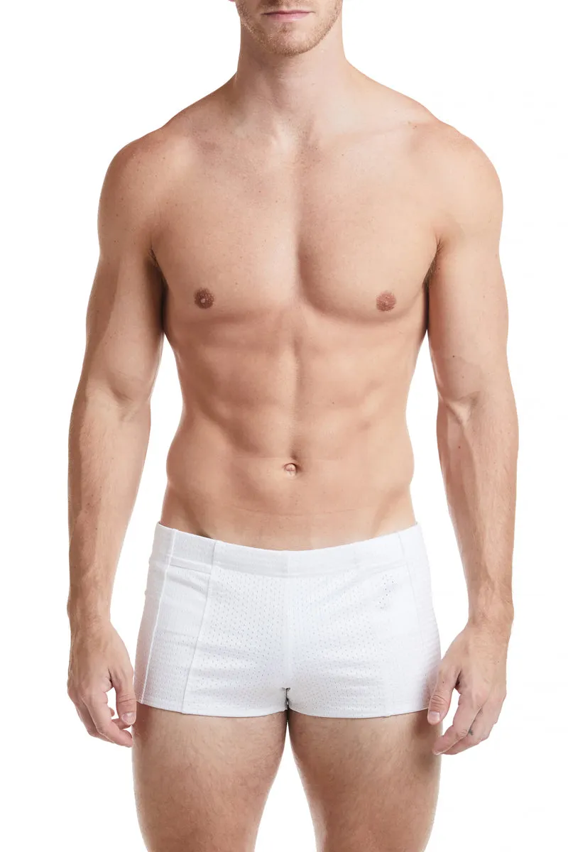Red - LANDON Athletic Mesh Square Cut Swim Brief