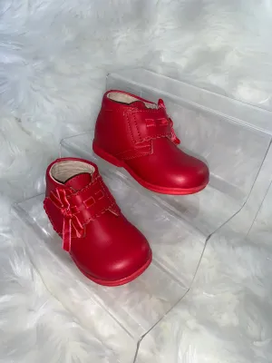 Red Leather Bow Boots - size 20 (UK 4)